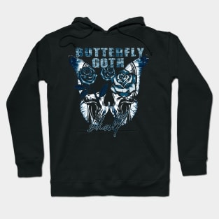 goth in black color. skull flower butterfly Hoodie